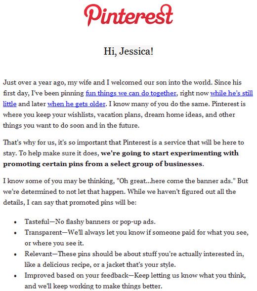 Pinterest starts experimenting with sponsored pins