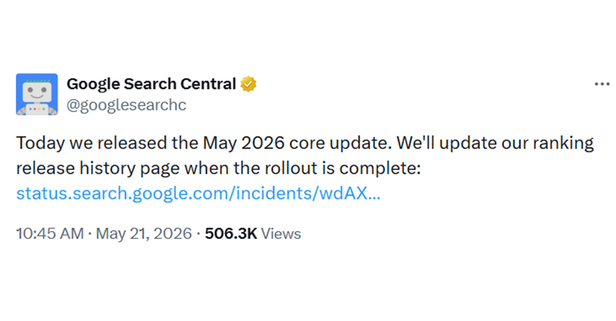 Google’s May 2026 Core Algorithm Update