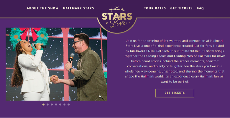 Hallmark Stars Live Microsite Drives Engagement and Ticket Sales  slide #1